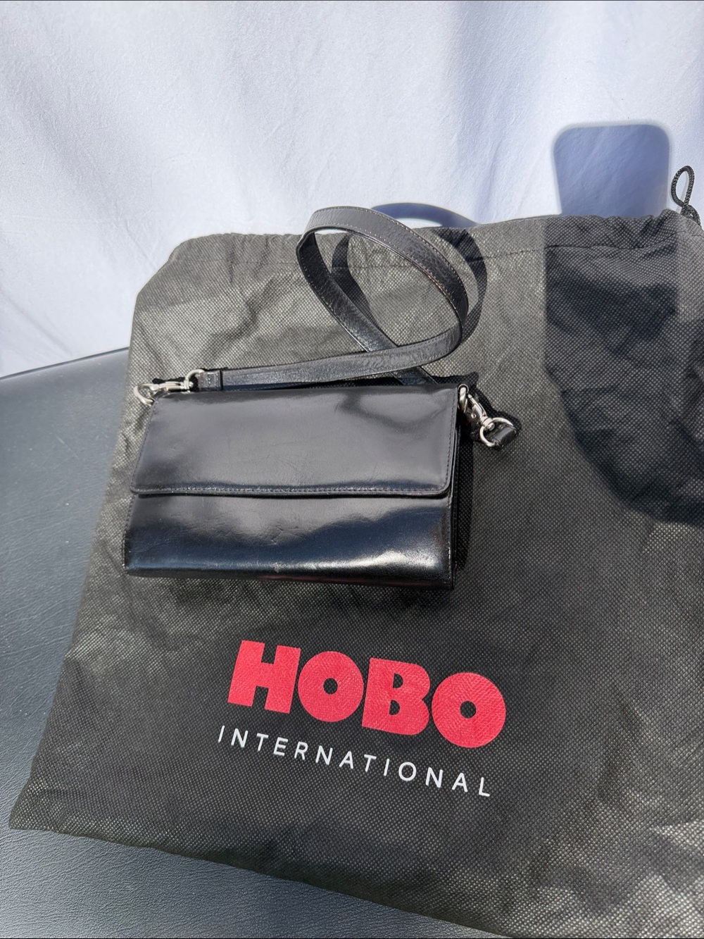 HOBO Black Leather Flap Wallet/Clutch